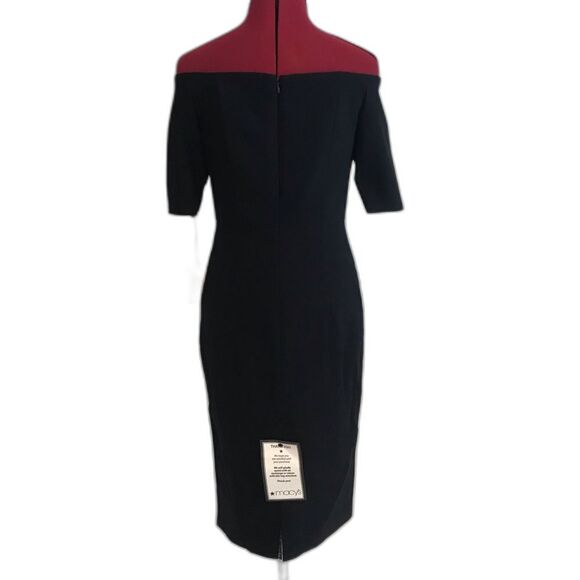 Calvin Klein Off-the-Shoulder Short Sleeve Midi Sheath Dress Size 2 Dk Blue NWT - Picture 10 of 12